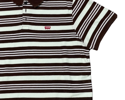 Levi's Brown and Off-White Striped Polo Shirt