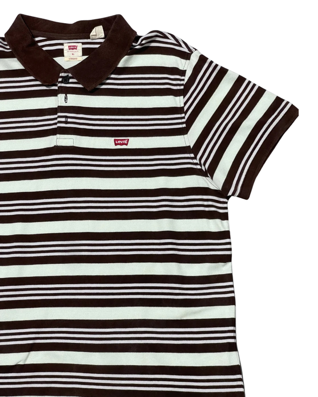 Levi's Brown and Off-White Striped Polo Shirt