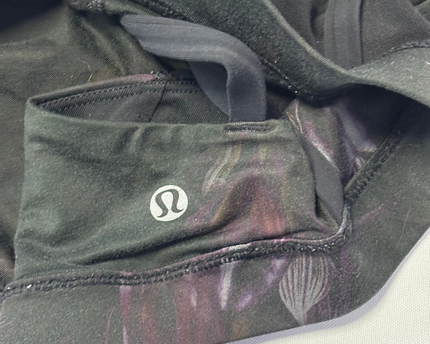 Lululemon Black Strappy Back Sports Bra with Floral Print Band