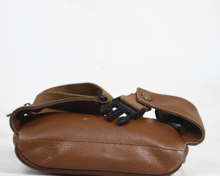 Longchamp Brown Pebbled Leather Toiletry Pouch