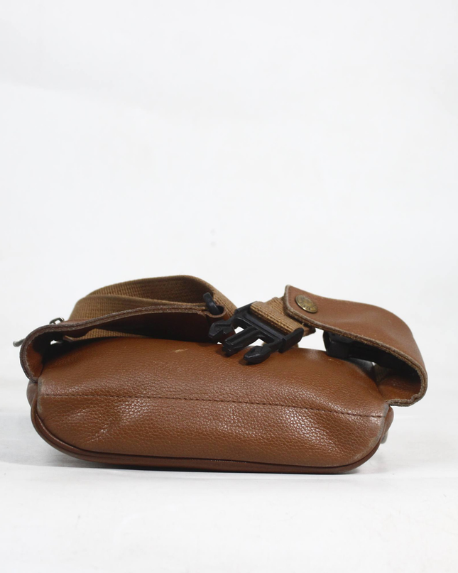 Longchamp Brown Pebbled Leather Toiletry Pouch