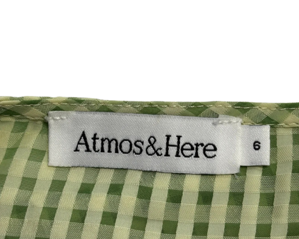 Atmos&Here Green Gingham Wrap Peplum Blouse