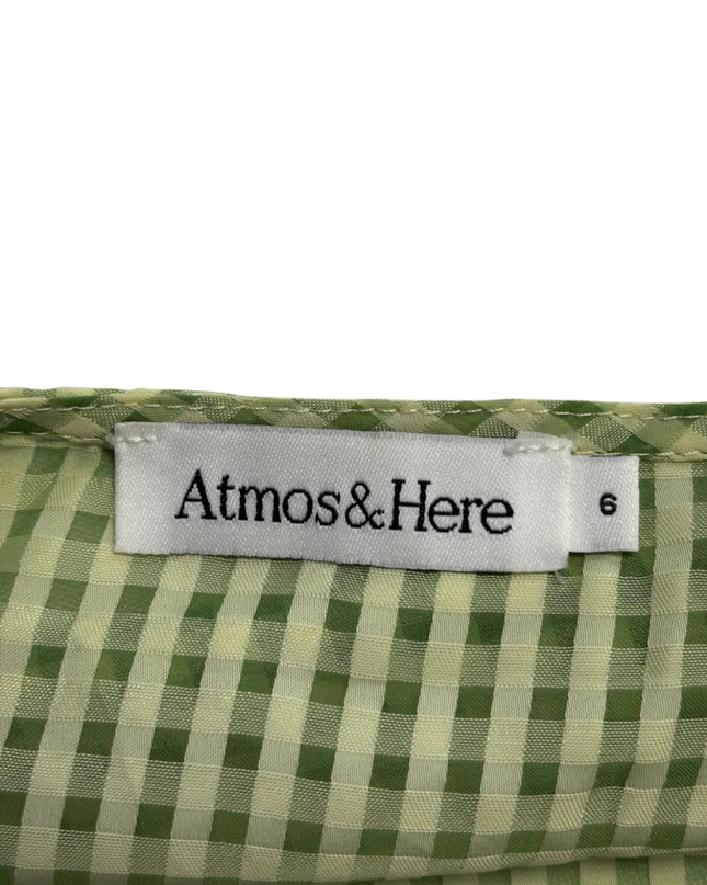 Atmos&Here Green Gingham Wrap Peplum Blouse