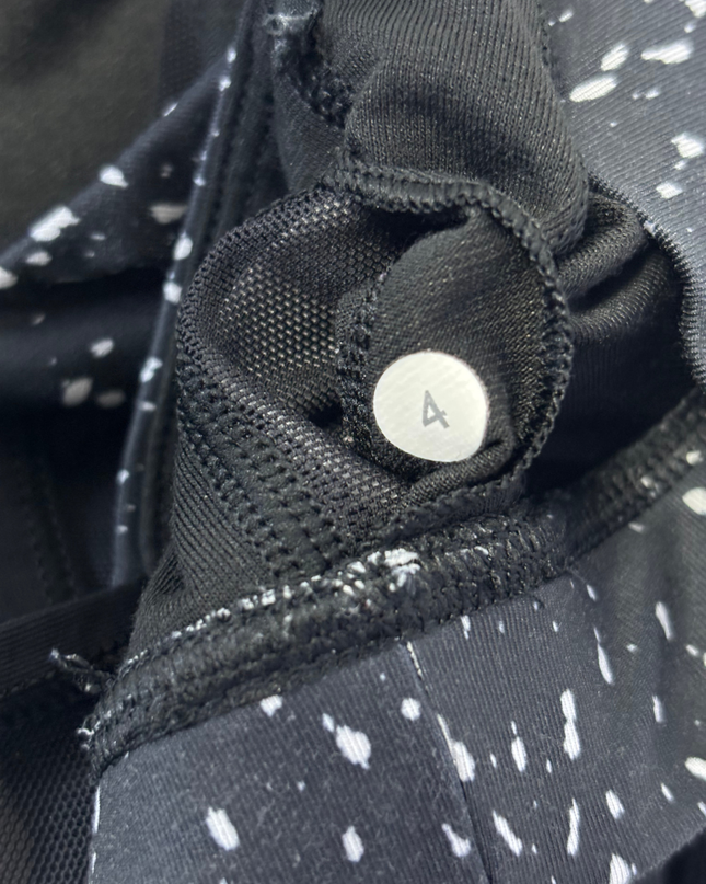 Lululemon Black and White Speckled Mesh High-Neck Sports Bra