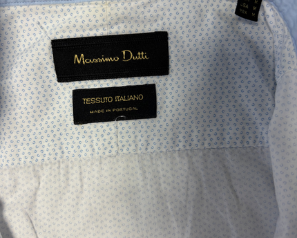 Massimo Dutti White Micro-Pattern Shirt with Elbow Patches