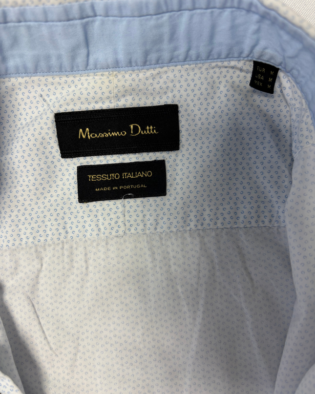 Massimo Dutti White Micro-Pattern Shirt with Elbow Patches