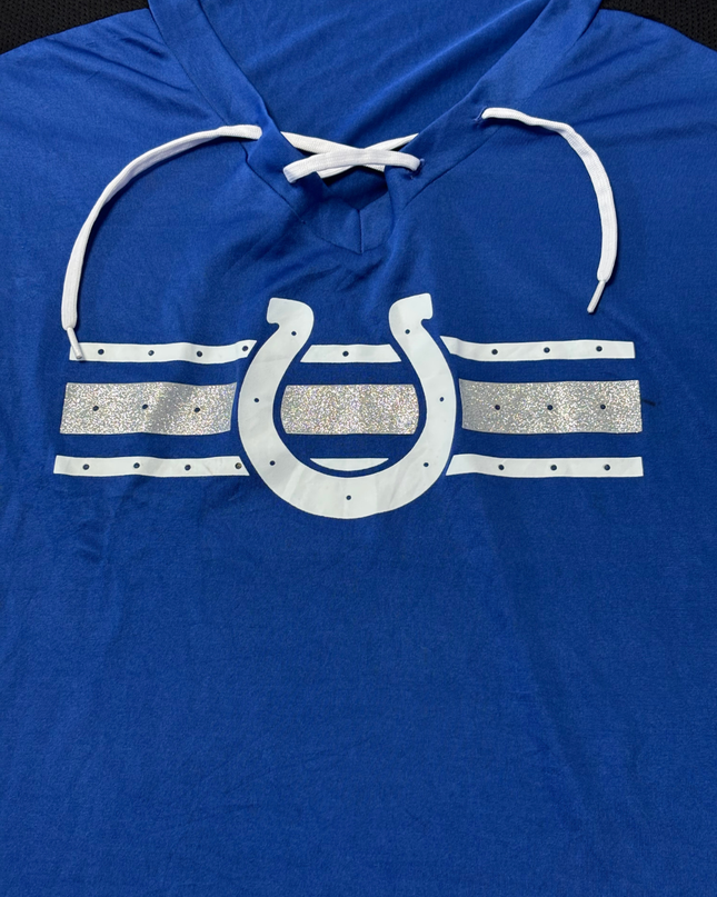 NFL Team Apparel Blue Indianapolis Colts Women's Lace-Up Sports T-Shirt