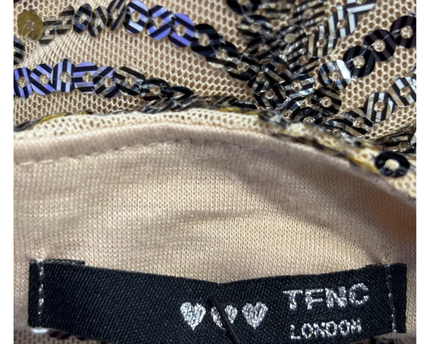 TFNC London Nude/Silver Sequin Scalloped Crop Top W/TAG