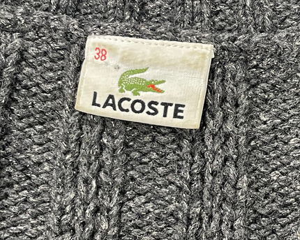 Lacoste Dark Gray Shimmer Ribbed V-Neck Sweater