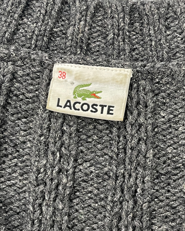 Lacoste Dark Gray Shimmer Ribbed V-Neck Sweater