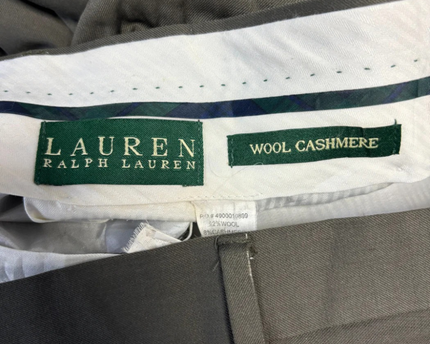 Lauren Ralph Lauren Olive Green Wool Cashmere Blend Pleated Trousers