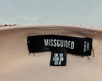 MISSGUIDED Rose Gold Sequin Wrap Long Sleeve Mini Dress