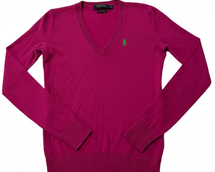 Ralph Lauren Golf Pink Merino Wool V-Neck Sweater