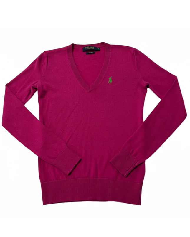 Ralph Lauren Golf Pink Merino Wool V-Neck Sweater