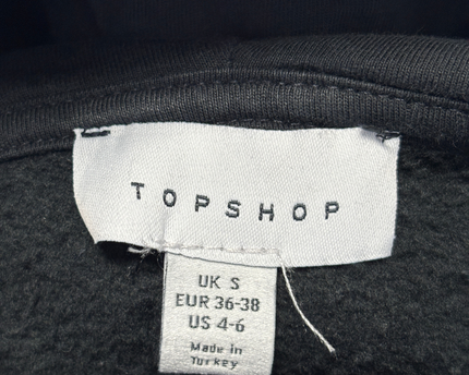 Topshop Black Acid Wash Oversized Hoodie