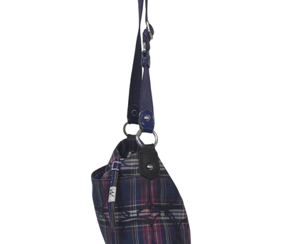 Coach Navy Blue Plaid Shoulder Bag