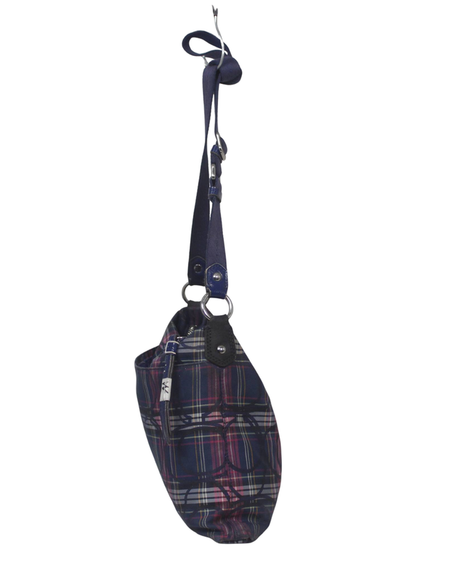 Coach Navy Blue Plaid Shoulder Bag
