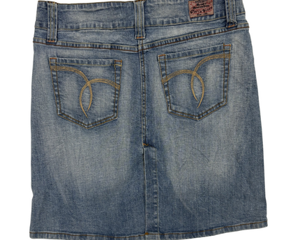 Paris Blues Light Wash Denim with Double Button Mini Skirt - L | Waist: 30"