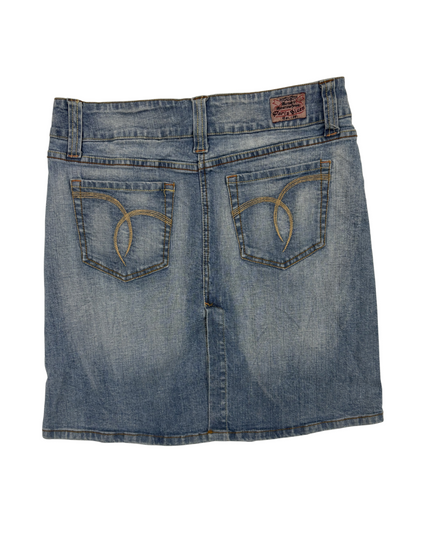 Paris Blues Light Wash Denim with Double Button Mini Skirt - L | Waist: 30"