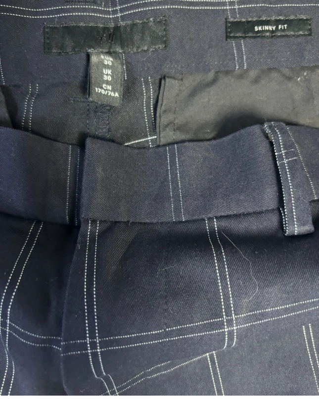 H&M Black Windowpane Skinny Fit Dress Pants