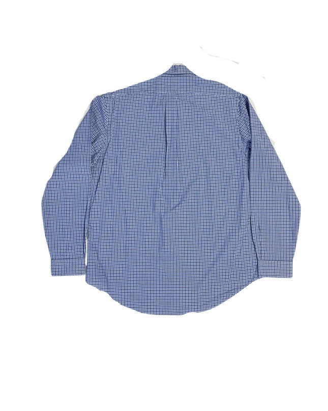 Ralph Lauren Blue Gingham Polo Player Long Sleeve Shirt