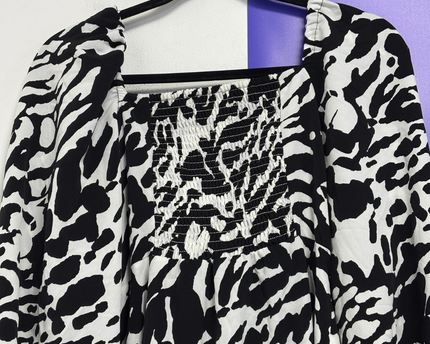 Karl Lagerfeld Black/White Abstract Print Long Sleeve Dress
