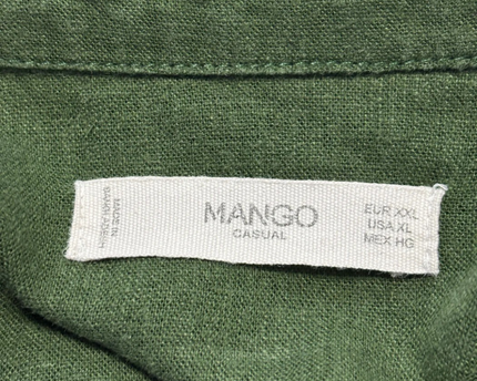Mango Green Linen Blend Utility Shirt Dress