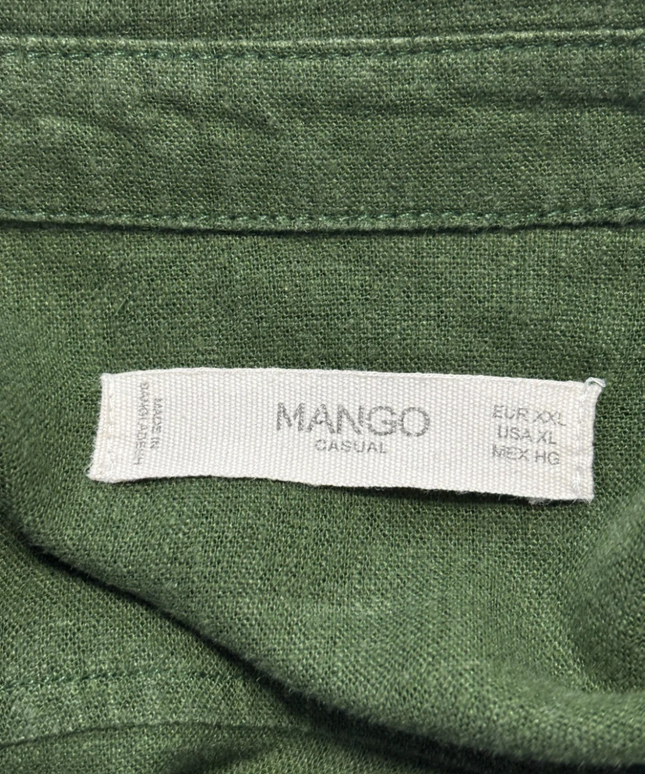 Mango Green Linen Blend Utility Shirt Dress