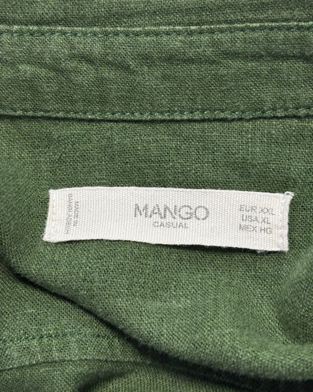Mango Green Linen Blend Utility Shirt Dress