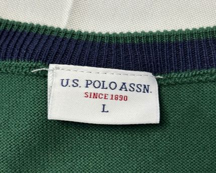 U.S. Polo Assn. Green Crew Neck Sweater with Textured Shoulders