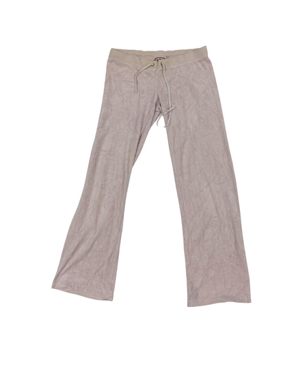 Juicy Couture Velour Monogram Logo Beige Tracksuit Pants - L | Waist: 30"
