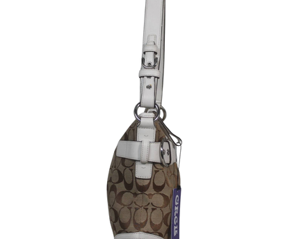 Coach Brown/White Signature Logo Hobo Shoulder Bag