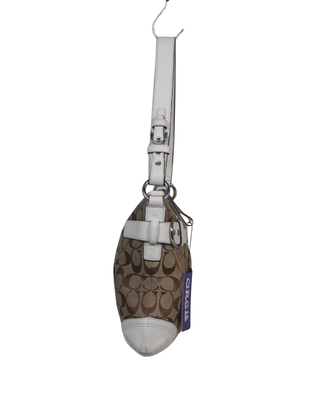 Coach Brown/White Signature Logo Hobo Shoulder Bag