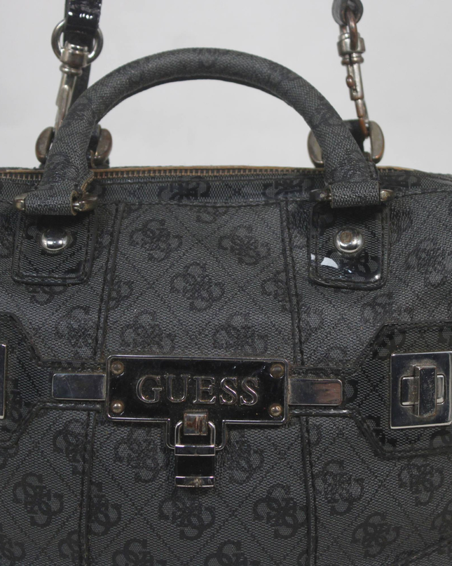 Guess Black Monogram Satchel Bag