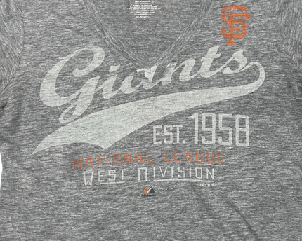 Majestic Gray San Francisco Giants V-Neck Graphic Tee