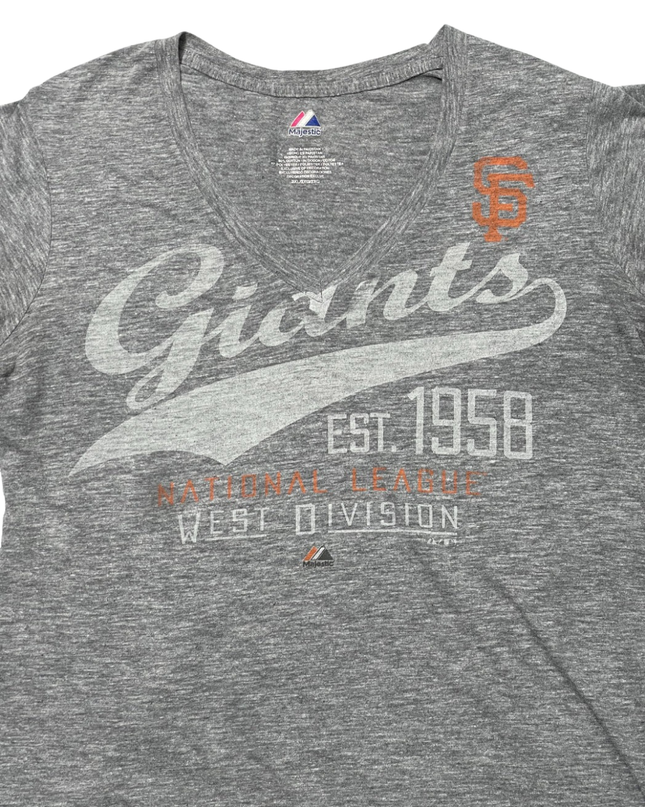 Majestic Gray San Francisco Giants V-Neck Graphic Tee