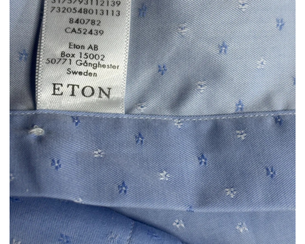 ETON Blue Contemporary Fit Micro-Patterned Cotton Dress Shirt