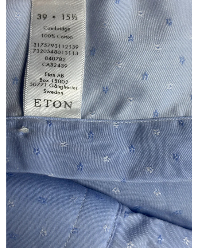 ETON Blue Contemporary Fit Micro-Patterned Cotton Dress Shirt