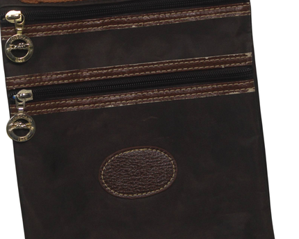 Longchamp Brown Multi-Zip Nylon Crossbody Bag