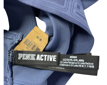 PINK Blue Square Neck Active Cutout Sports Bra