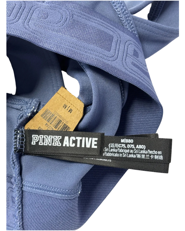 PINK Blue Square Neck Active Cutout Sports Bra