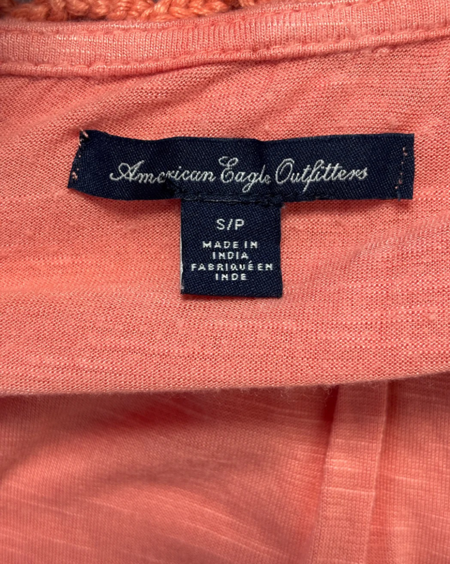 American Eagle Outfitters Coral Crochet Trim Smocked Hem Top