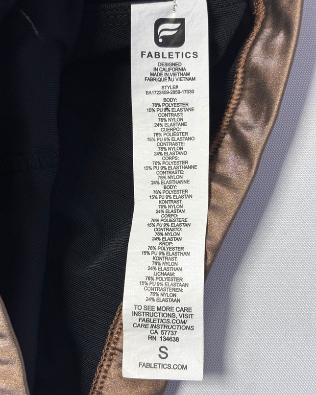 Fabletics Bronze Metallic High-Neck Sports Bra