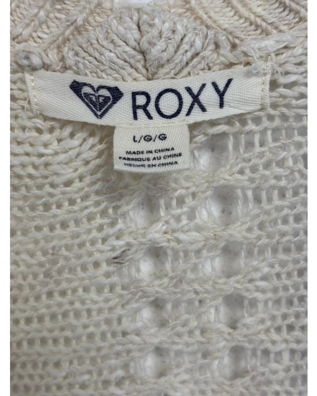 ROXY Cream Open Knit Relaxed Cardigan