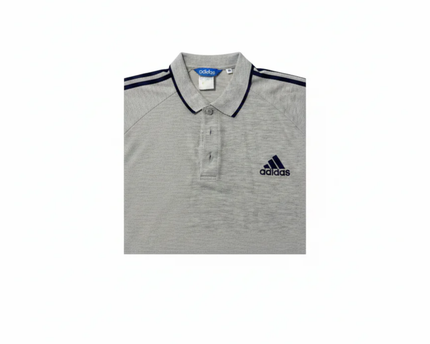 Adidas Grey Short Sleeve Striped Shoulder Sports Polo