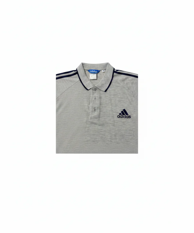 Adidas Grey Short Sleeve Striped Shoulder Sports Polo