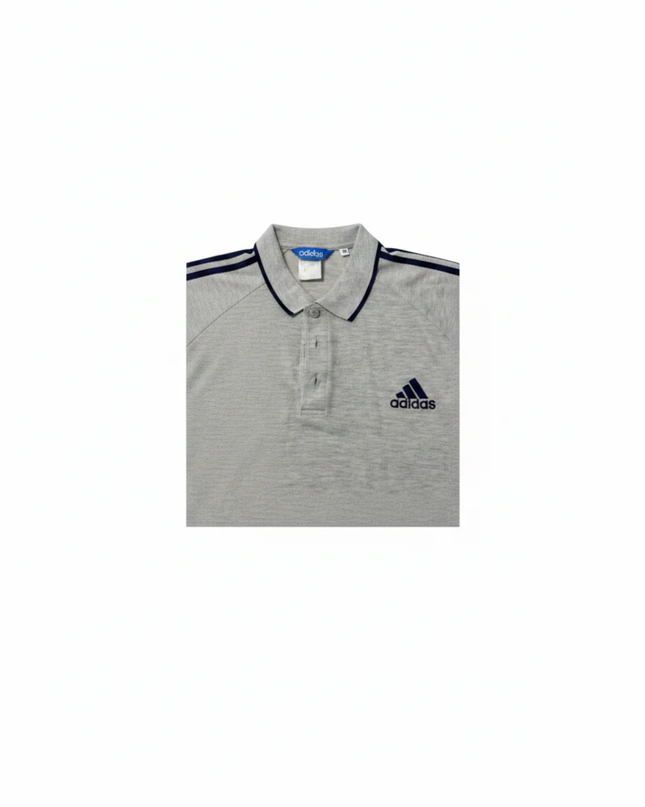 Adidas Grey Short Sleeve Striped Shoulder Sports Polo
