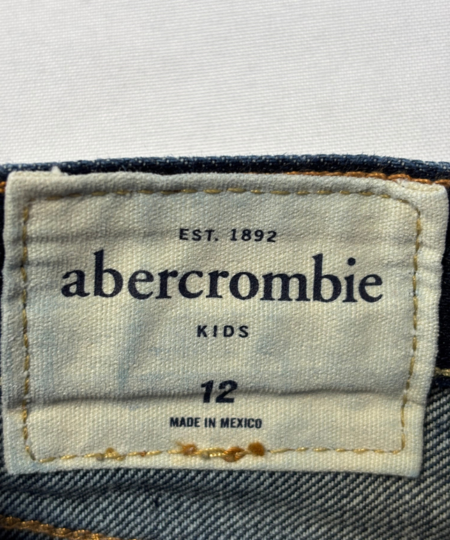 Abercrombie & Fitch Kids Dark Blue Distressed Straight Leg Jeans