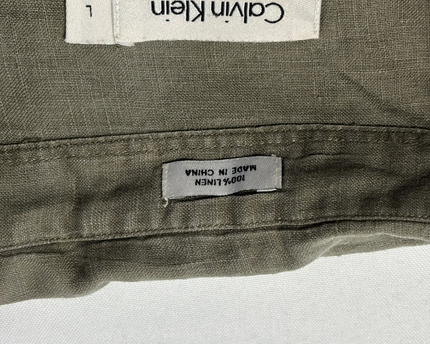Calvin Klein Olive Modern Fit 100% Linen Button-Down Shirt