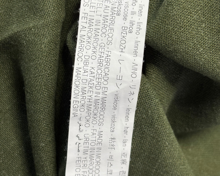 Zara Olive Green Belted Linen-Blend Midi Shirt Dress